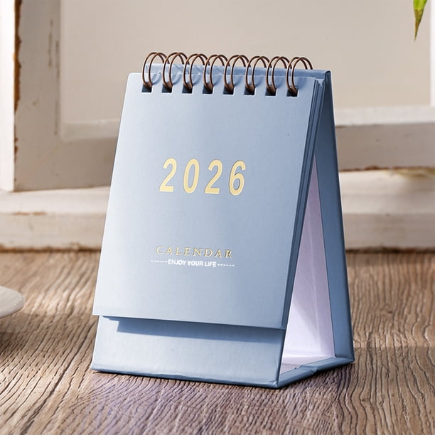 Calendario de escritorio pequeño 2026 | Planificador compacto de 12 x 7,6 cm en inglés de color sólido | Calendario de papel portátil y plegable para oficina y estudiantes | Incluye los 12 meses