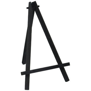 Lucia and Luciana Funeral Easel Stand, Black Easel Stand For Picture,  Acrylic Sign Stand, Easel for Memorial Service, Beveled Wood, 65 Inch Tall