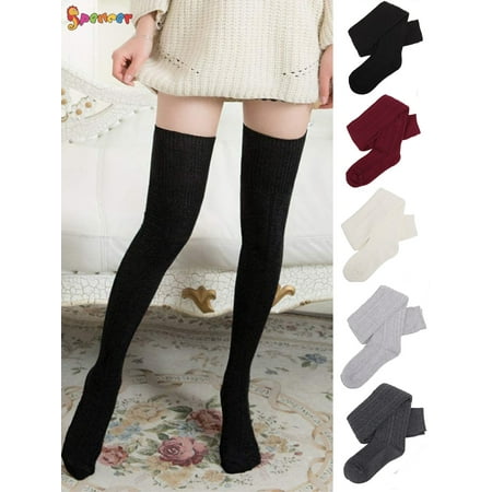 

Spencer Womens Thigh High Socks Extra Long Knit Warm Winter Over The Knee Long Boot Stockings - Deep Grey