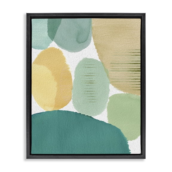 Stupell Industries Contemporary Green & Yellow Circles Black Floating Frame Canvas Art, 17 x 21, by Flora Kouta