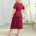 thumbnail image 4 of HaoXianJian Plus Size Pajamas for Women Short Sleeve Nightgown Pajama Floral Lace Trim Dress Sleep Night Gown V Neck Nightdress 4X 5X, 4 of 6
