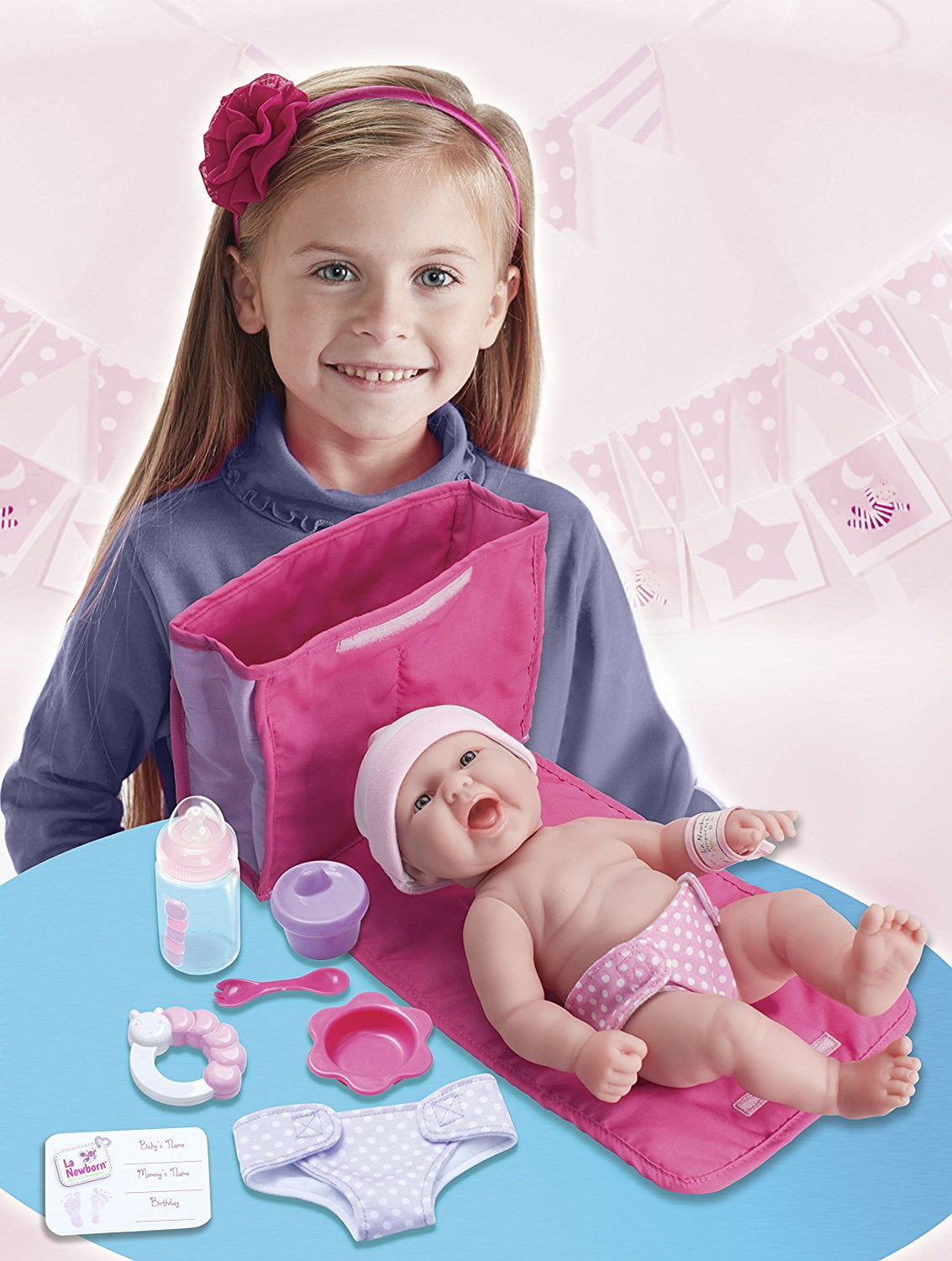 Boneca Bebê Reborn Julie JC Toys La Newborn Pretty in Pink 38 cm - Miami  Outlet Importados