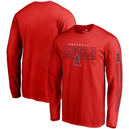 Front Adult Baseball - Los Angeles Angels Fanatics Branded Front Line Long Sleeve T-Shirt - Red
