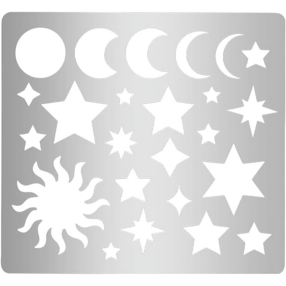 1Pcs Metal Stencil Moon Star Pattern Stencils for Journaling Stainless Steel Painting Stencils Wood Templates Stencils for Journaling Stencils for Carving Drawing Scrapbooking Gray