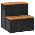 thumbnail image 1 of vidaXL Hot Tub Step Black 50x50x50.5 cm Poly Rattan and Solid Acacia, 1 of 5