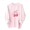 thumbnail image 5 of ALLLIST Long Sleeve Sweatshirts Women Crew Neck Pullover Comfortable Pink Cherry Print Sweatshirts for Ladies, 5 of 7