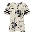 thumbnail image 4 of Bovemsi Plus Size V Neck T Shirts Women Short Sleeve Tops Casual Summer Tshirts Loose Fit Tee, Beige Women's Summer Short Sleeve T-Shirts, 3XL, 4 of 4