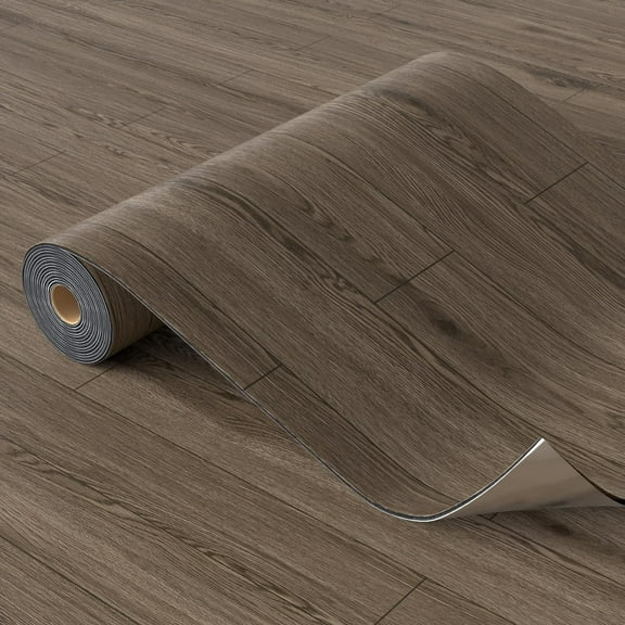 Homease, Walnut, Waterproof PVC Peel and Stick Vinyl Flooring Roll, 196.00 x 24.00 x 0.01 In