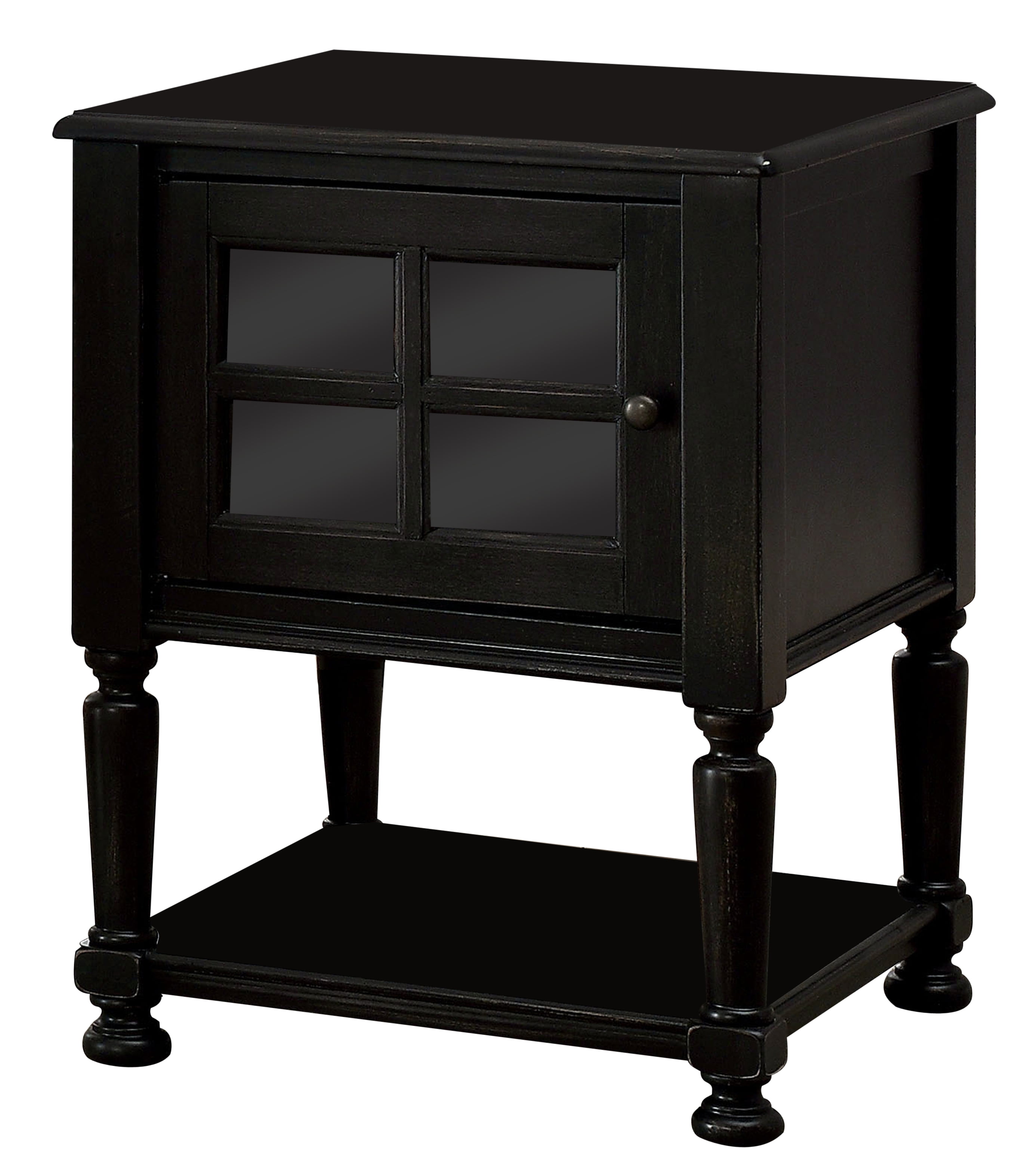 Furniture of America Vishta Vintage Cabinet Side Table, Antique Black