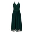 thumbnail image 4 of IROINNID Formal Dress for Women Wedding Guest Homecoming Party Trendy V Neck Solid Color Mesh Patchwork Sleeve Sling Dress,Green, 4 of 9