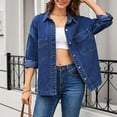 thumbnail image 6 of Busydd Denim Jackets for Women Casual Long Sleeve Button Lapel Womens Jackets Comfortable Pockets Womens Fashion XL, 6 of 7