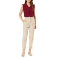 thumbnail image 3 of Allegra K Women's Ruffled Sleeveless Pullover V- Neck Work Blouses Tops, 3 of 8