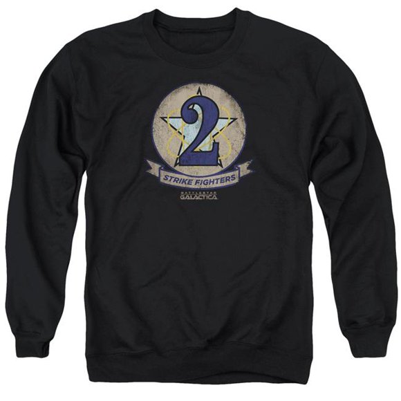 BSG & Strike Fighters Badge Adult Crewneck Sweatshirt&#44; Black - 3X