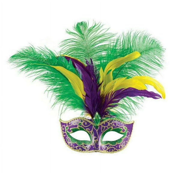 Mardi Gras Feather Diamond Glitter Mask