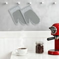 thumbnail image 3 of Soft Oven Mitts, Heat-Resistant Cooking Gloves, Thick Cotton Lining, Gripping for Baking, Grilling, 2Pcs Kitchen Mitts Misty Gray 10.6x5.9inch, 3 of 6