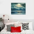 thumbnail image 5 of Nawypu Canvas Wall Art For Living Room Decorations Photo Prints - Blue Sea View The Moon Landscape - Large Modern Home Decor Room Stretched And Framed Ready To Hang Picture Artwork, 5 of 5