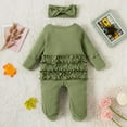 thumbnail image 1 of AherBiu Baby Boys Girls Clothes Rompers Bodysuits Infants Long Sleeve Ruffle Fall Zip up Crewneck Jumpsuits Solid Color Casual Outfits, 1 of 9