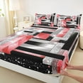 thumbnail image 3 of Manfei Geometric Rectangle Boy Girl Twin Sheet Sets 3pcs,Bling Glitter Twin Fitted Sheet Microfiber,Vintage Aesthetic Breathable Flat Sheet,Lightweight Room Decor, 3 of 7