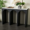 thumbnail image 2 of DecMode 47" x 32" Black Wood Art Deco Arched Cutout Console Table with White Marble Tabletop, 1-Piece, 2 of 9