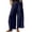 Dark Blue -CD62, variant on Dwellite Women's Cropped Lace-Hem Pants High Waisted Drawstring Wide Leg Pants Casual Lightweight Trousers with Pockets Dark Blue S