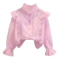 thumbnail image 5 of Mnyotv School Outfits for Girls Classic Uniform Shirts Ruffle Long Sleeve Button Down Shirt Kids Fall Clothes Tops Size 4-5Y, 5 of 8