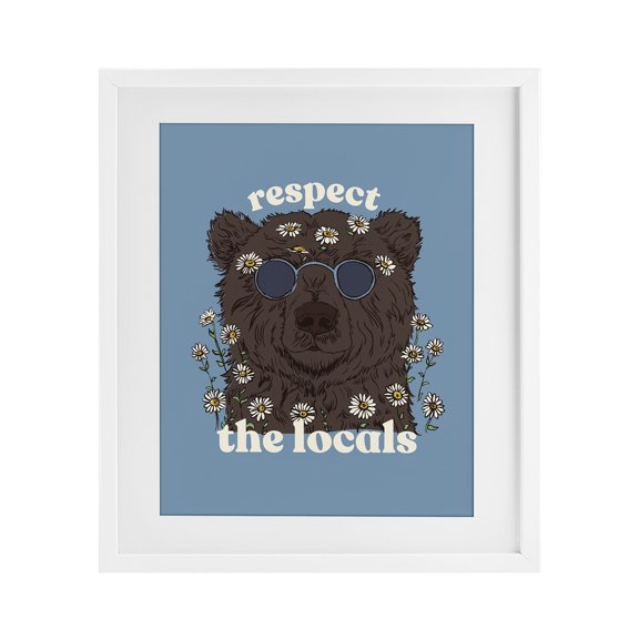 Stupell Industries Farmhouse Respect The Locals Bear White Framed Print Under Glass, 13 x 16, by Two If By Sea Studios