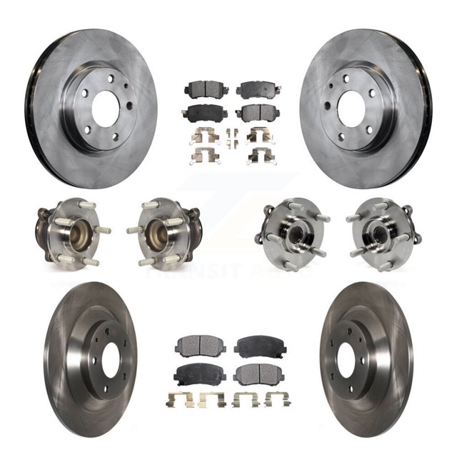 Transit Auto Front Rear Hub Bearings Assembly Disc Brake Rotors and Ceramic Pads Kit (10Pc) for Car 2013-2015 Mazda CX-5 FWD - Left Right Side (Driver Passenger) KBB-110439