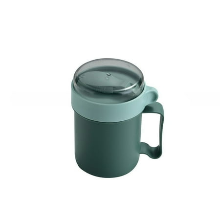 

ADVEN Breakfast Cup Portable Office Travel Camp Picnic Snack Cereal Fruits Storage Mug Students Food Container for Children Green