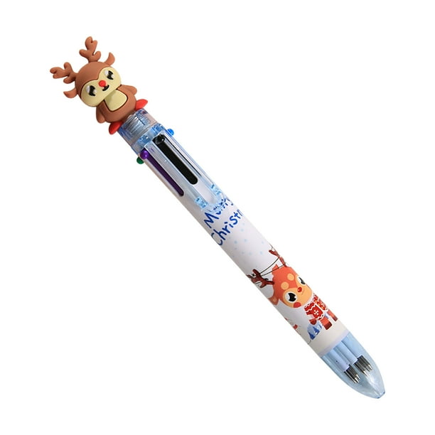 Xihbxyly Bolígrafo Navideño, 6 Colores, Tinta de Secado Rápido, Escritura Suave, Diseño de Animales Extraíble, Ideal para La Vuelta Al Cole, Regalo Navideño, 17,5 Cm.