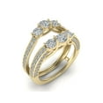 thumbnail image 2 of Divine Creation 1.10 Ct Round Cut White Diamond Enhancer Three Stone Guard Wrap Ring For Women's 14K Yellow Gold Plated 925 Sterling Silver -5, 2 of 3