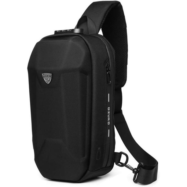 OZUKO Mochilas de Hombro con Cabestrillo Antirrobo, Mochila Cruzada, Bolso de Pecho Impermeable con Puerto de Carga USB (Negro)