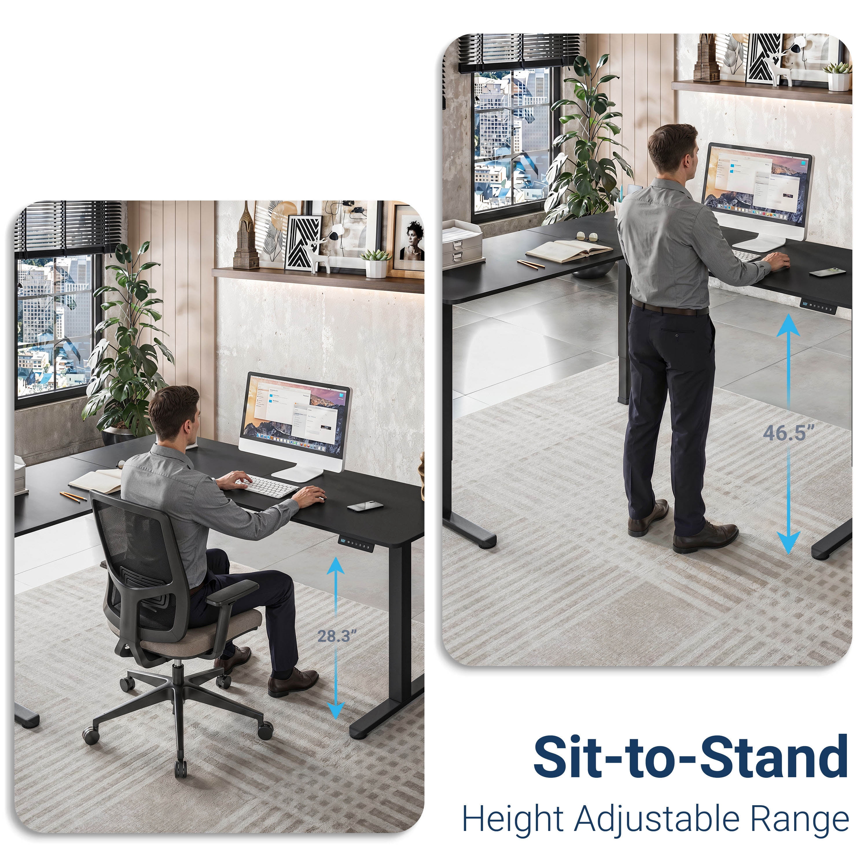 63" W L-Shaped Electric Standing Desk with Spacious Desktop, 3 Memory Height Presets and 2 Accessory Hooks, Black