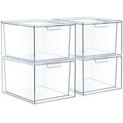 Sorbus Stackable Acrylic Drawers - Clear Make Up Organizers for Vanity - 4 Plastic Storage Bins for Room Decor, Bathroom Organization and Storage, Office Supplies, Makeup Drawer Organizer, Undersink