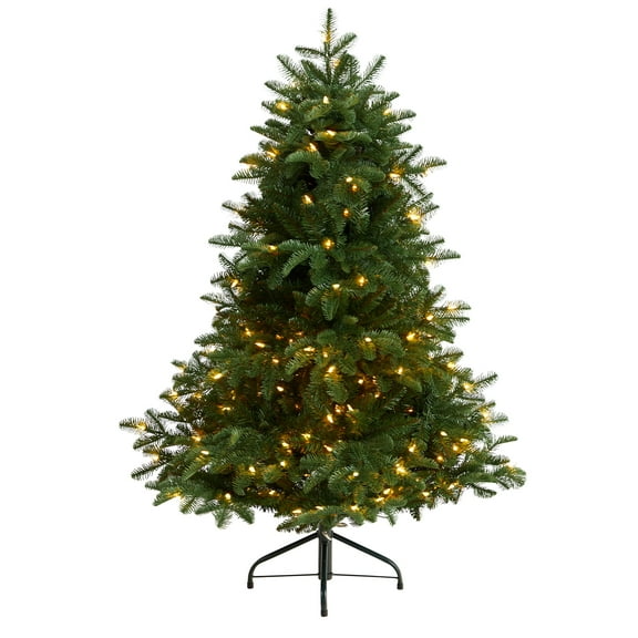 Nearly Natural 4' Spruce Artificial Christmas Tree, Prelit with 200 White Warm Lights