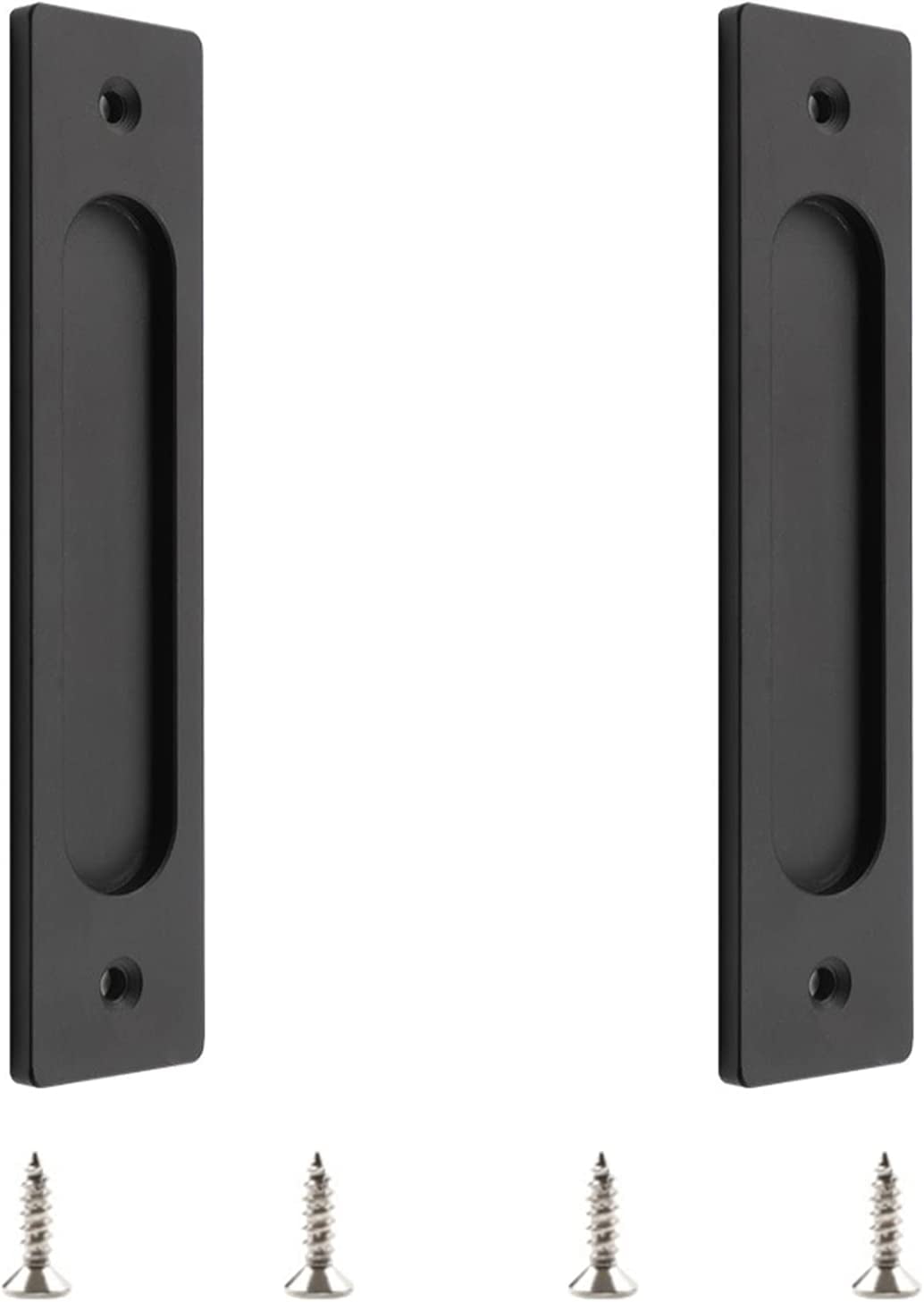 Rectangular Recessed Sliding Door Pulls, 2pcs Matte Black Flush Pull