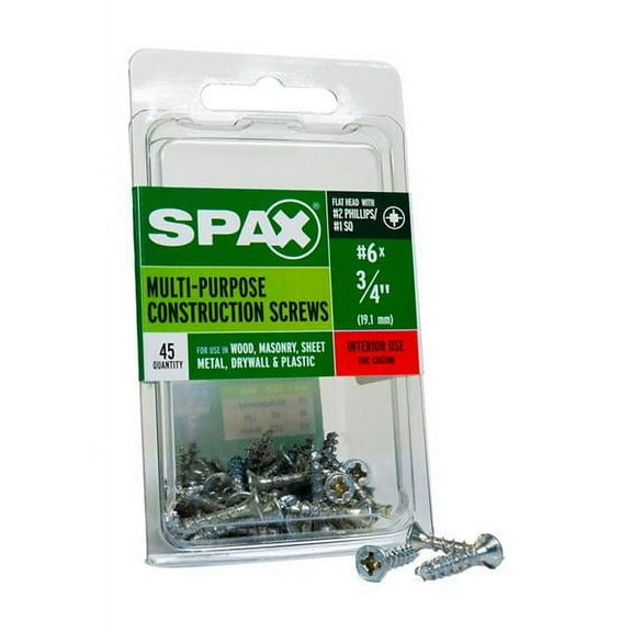 Spax 4101010350202 Multi-Material Screws Flat Head, 6"X3/4", BX/45