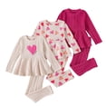 thumbnail image 2 of LYHaoo Girls Long Sleeve Heart Print Solid Color Matching Top Skirt And Slim Fit Pants Three Piece Outfit Girls Outfit Sets Sizes 2-3 Years(Pink), 2 of 6
