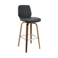 thumbnail image 2 of Armen Living Renee 26" Faux Leather/Wood Swivel Counter Stool in Gray/Walnut, 2 of 6