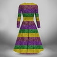 thumbnail image 3 of FAVIPT Women's Mardi Gras Dress Carnival Printed Long Sleeved V-Neck Swing Dress Fashion Mask Graphic Party Evening Dresses 2025 Multicolor,XL, 3 of 4