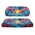 thumbnail image 2 of Pzuqiu Tropical Sunset Golf Cart Seat Cover Set - Hibiscus & Palm Tree Print, Breathable Stretchable Polyester, All-Weather Protection for 2-Passenger Carts, 2 of 10
