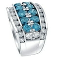 thumbnail image 2 of Pompeii 7Ct Blue Diamond Men's Four Row Anniversary Ring in 10k White Gold (Blue,VS1-VS2), 2 of 4