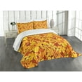 thumbnail image 3 of Ambesonne Tree Quilted Bedspread Set 3 Pcs, Shady Fall Oak Maple Leaf, Queen Size, Earth Yellow Marigold, 3 of 5