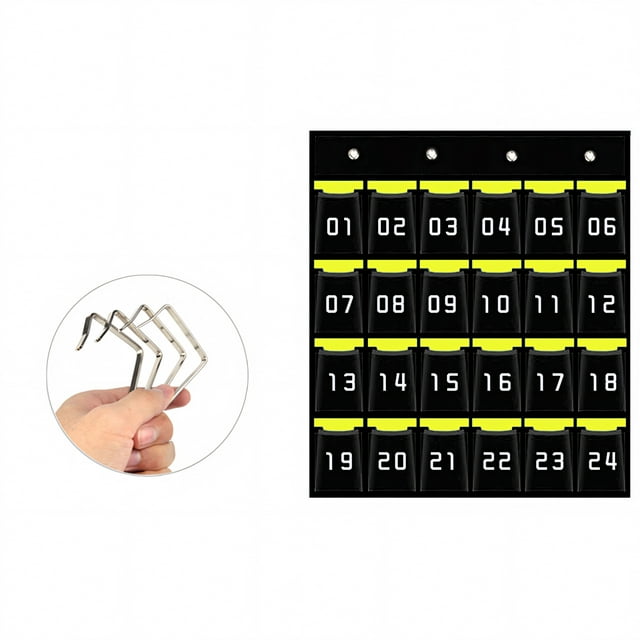 Muka Numbered Pocket Chart, Wall Pocket Organizer for Cell Phones Calculator Holders, 24 Pockets