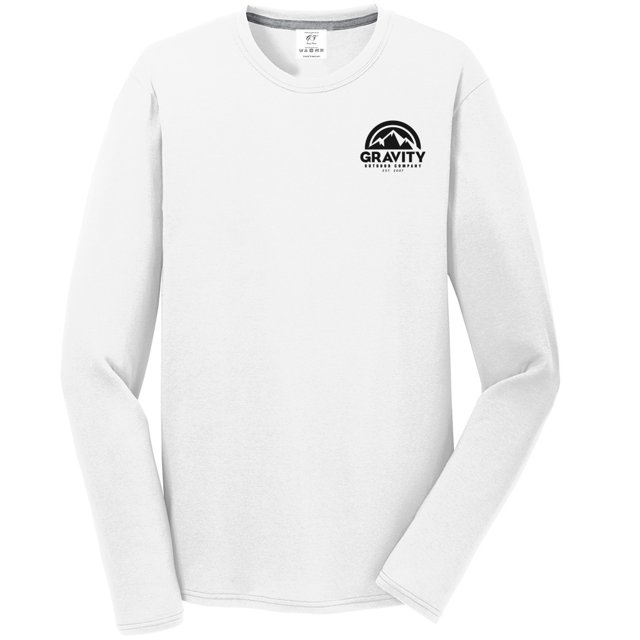 Gravity Outdoor Co. Performance Long Sleeve Shirt - White - Black Logo - 3XL