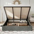 thumbnail image 3 of Allewie King Size Lift Up Platform Storage Bed Frame with Channel Wingback Headboard, Dark Grey, 3 of 12