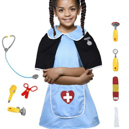 Kids Girl Little Nurse Set Nurse Dress Cosplay Costume Clothing