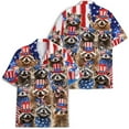 thumbnail image 3 of American Flag Patriotic Raccoon Hawaiian Shirt For Men Racoon Mens Hawaiian Shirts Short Sleeve Button Down Shirt Men, 3 of 7