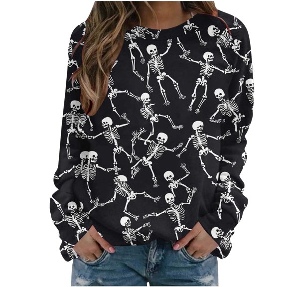 Kezqiaxn Halloween Costumes for Women Fashion Long Sleeve Casual Pullover Tops Womens Crewneck Sweatshirt Fall Clothes
