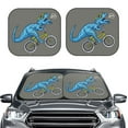 thumbnail image 2 of Disketp 2 Piece Fun Riding Dinosaur Pattern Windshield Sunshades,Folding Windshield Sun Shade For Car Suv Trucks Sedan,Blocks Uv Rays Sun Visor Protector-Small, 2 of 7