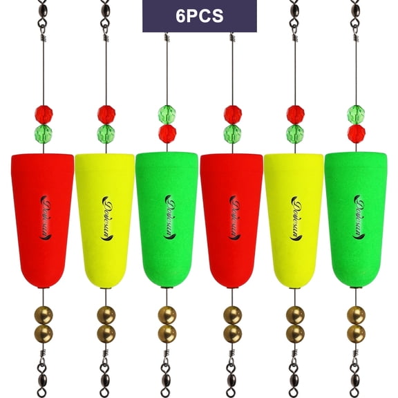 Popping Cork Floats Weighted Cup-Buoyancy Rattle Fishing Bobbers for Saltwater Freshwater 6PCS